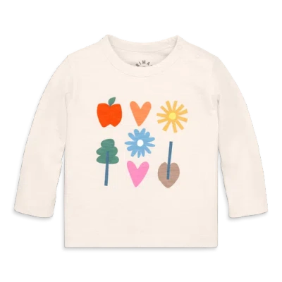Primary Kids'  Baby Long Sleeve Rainbow Garden Tee In Gray