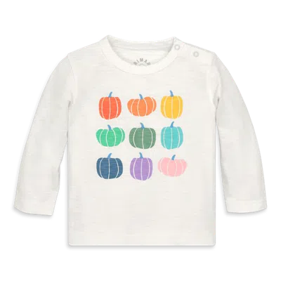 Primary Kids'  Baby Long Sleeve Rainbow Pumpkin Tee In Ivory Pumpkin
