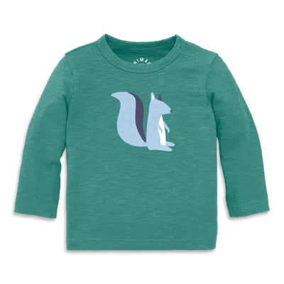 Primary Kids'  Baby Long Sleeve Squirrel Tee In Sunwashed Teal Squirrel