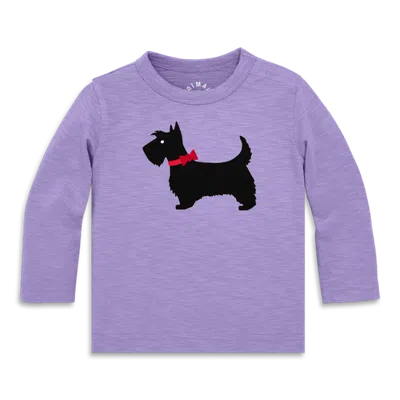 Primary Kids'  Baby Long Sleeve Tee In Holiday Graphics (baby) In Iris Scottie