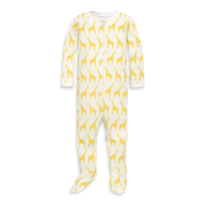 Primary Kids'  Baby Organic Animal Friends Zip Footie In Banana Baby Giraffes