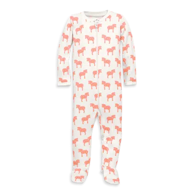 Primary Kids'  Baby Organic Animal Friends Zip Footie In Blossom Zebras