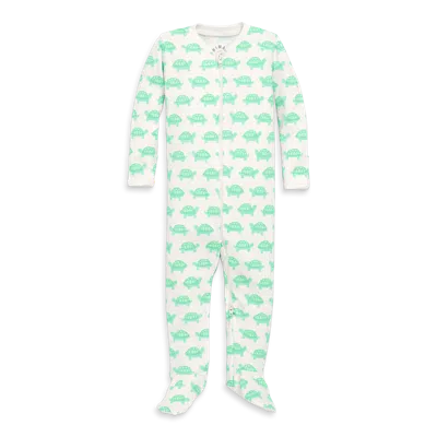 Primary Kids'  Baby Organic Animal Friends Zip Footie In Clover Baby Turtles