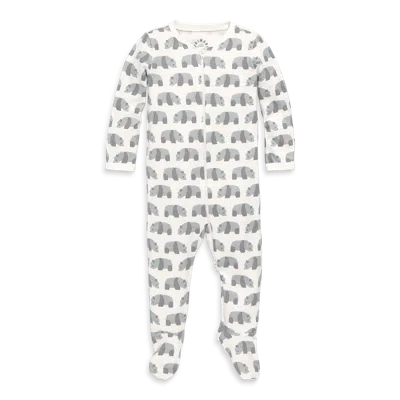 Primary Kids'  Baby Organic Animal Friends Zip Footie In Fog Pandas