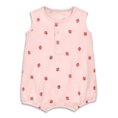 Primary Baby Organic Henley Tank Shortie In Baby Bugs In Light Blossom Ladybugs