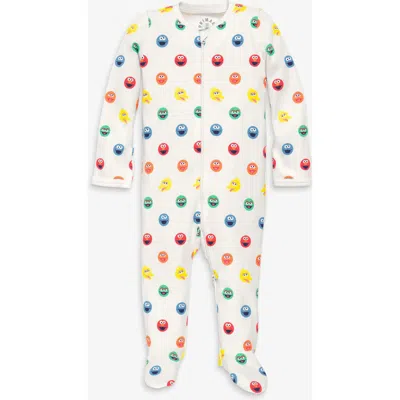 Primary Kids'  Baby Organic Sesame Street Friends Zip Footie In White