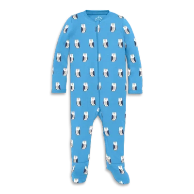 Primary Kids'  Baby Organic Zip Footie In Blue