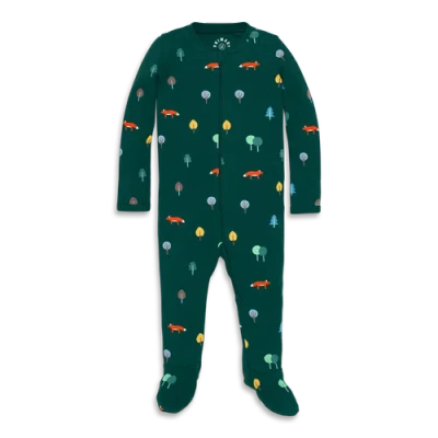 Primary Kids'  Baby Organic Zip Footie In Green