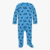 Primary Kids'  Baby Organic Zip Footie In Holiday Animal Friends In Blue