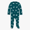 Primary Baby Organic Zip Footie In Holiday Animal Friends In Green
