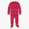 Primary Kids'  Baby Organic Zip Footie In Holiday Animal Friends In Red