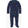 Primary Kids'  Baby Organic Zip Footie In Holiday Prints In Blue