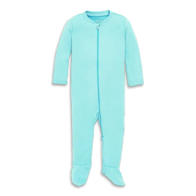 Primary Kids'  Baby Organic Zip Footie In Solid In Blue