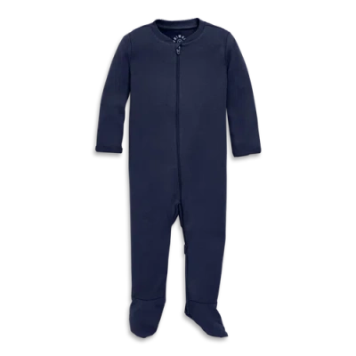 Primary Kids'  Baby Organic Zip Footie In Solid In Blue