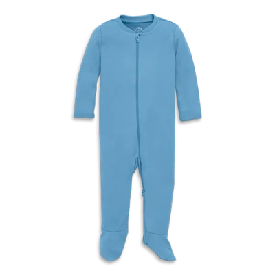 Primary Kids'  Baby Organic Zip Footie In Solid In Blue