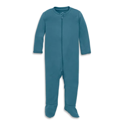 Primary Kids'  Baby Organic Zip Footie In Solid In Blue