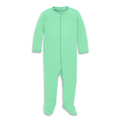 Primary Kids'  Baby Organic Zip Footie In Solid In Green