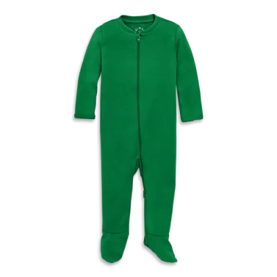 Primary Kids'  Baby Organic Zip Footie In Solid In Green