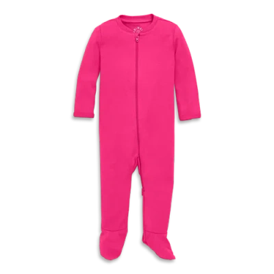 Primary Kids'  Baby Organic Zip Footie In Solid In Pink