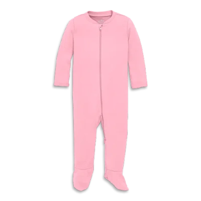 Primary Kids'  Baby Organic Zip Footie In Solid In Pink