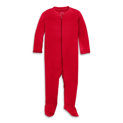 Primary Kids'  Baby Organic Zip Footie In Solid In Red