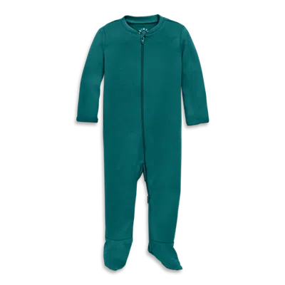Primary Kids'  Baby Organic Zip Footie In Solid In Green