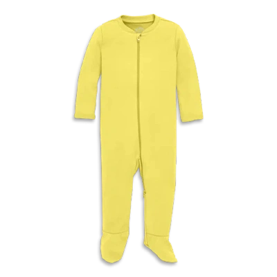 Primary Kids'  Baby Organic Zip Footie In Solid In Yellow
