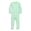 Primary Kids'  Baby Organic Zip Footie In Stripe In Clover Ivory Mini Stripe