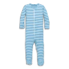 Primary Kids'  Baby Organic Zip Footie In Stripe In Cornflower Ivory Mini Stripe