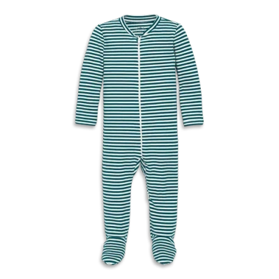 Primary Kids'  Baby Organic Zip Footie In Stripe In Green