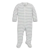 Primary Kids'  Baby Organic Zip Footie In Stripe In Heather Gray Ivory Mini Stripe