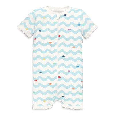Primary Kids'  Baby Organic Zip Shortie In Rainbow Fish In Multi