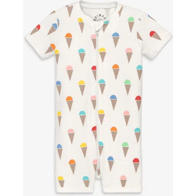 Primary Kids'  Baby Organic Zip Shortie In Rainbow Scoops In Multi