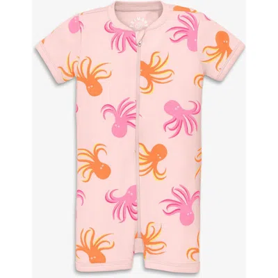 Primary Kids'  Baby Organic Zip Shortie In Seasonal Prints In Pink