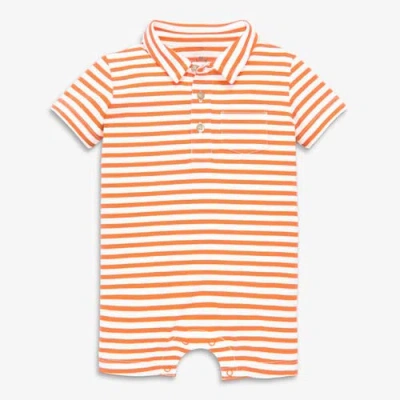 Primary Baby Polo Shortie In Mini Stripe In Orange