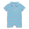 Primary Baby Polo Shortie In Mini Stripe In Blueberry White Stripe