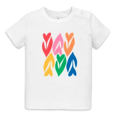 Primary Kids'  Baby Rainbow Tulip Tee In White Tulip Graphic