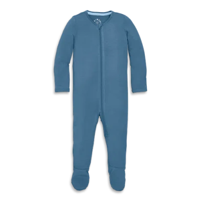 Primary Baby Stretch Modal Zip Footie In Blue