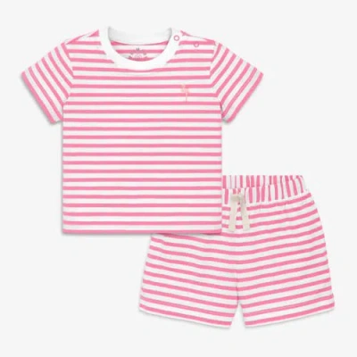 Primary Kids'  Baby Stripe Embroidered Set In Pink
