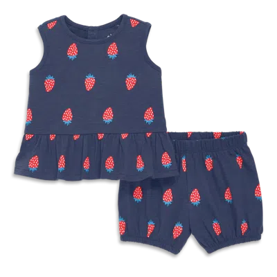 Primary Kids'  Baby Tank & Bubble Short Set In Strawberry Fields In Sunwashed Navy Strawberries