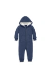 Primary Baby Teddy Fleece-lined Zip Romper In Heather Navy