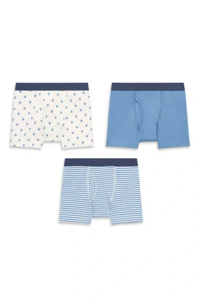 Primary Kids'  Boxer Brief 3-pack In Vintage Blue Mix