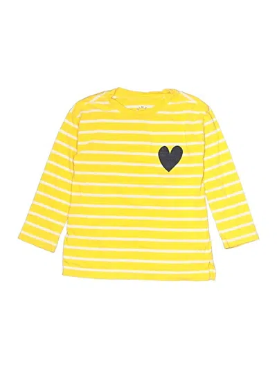 Pre-owned Primary Clothing Kids' Long Sleeve Top Yellow Crew Neck Tops