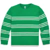 Primary Crewneck Sweater In Stripe In Green Apple Ivory Stripe