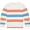 Primary Crewneck Sweater In Stripe In Pumpkin Blueberry Stripe