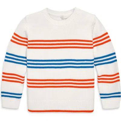 Primary Crewneck Sweater In Stripe In Pumpkin Blueberry Stripe