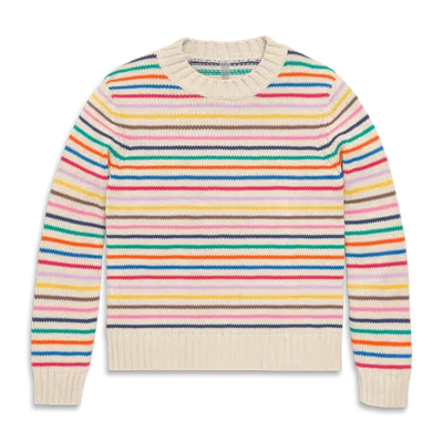 Primary Fit Sweater In Holiday Prints In Heather Sand Rainbow Stripe