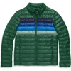 Primary Grown-ups Puffer Jacket In Stripe In Evergreen Placed Stripe