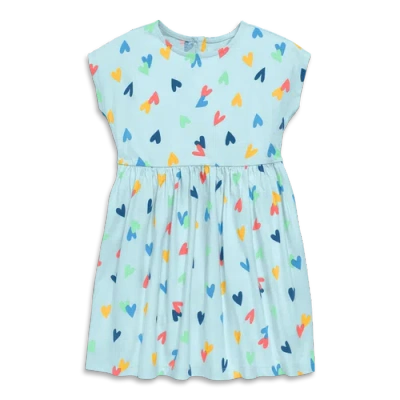 Primary Kids Backyard Dress In Rainbow Tulip Fields In Saltwater Rainbow Hearts