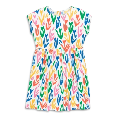 Primary Kids Backyard Dress In Rainbow Tulip Fields In White Rainbow Tulips